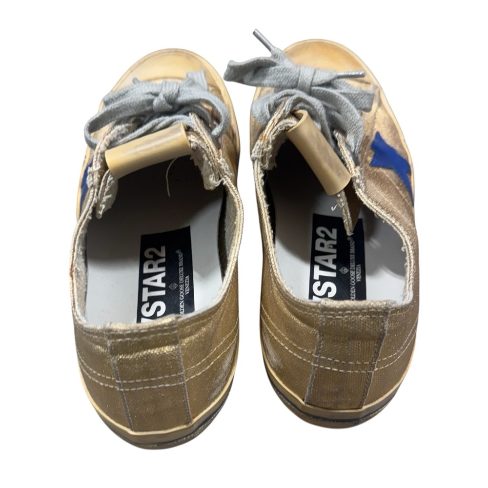 Authentic VStar2 Golden Goose Women’s Gold Sneakers with Blue Stars, Size 8 - Picture 5 of 8